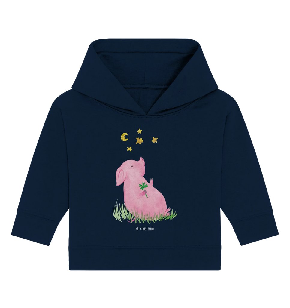 Organic Baby Hoodie Pig Luck Baby Kapuzenshirt, Baby Pullover, Baby Hoodie, Baby Kapuzensweatshirt, Tiermotive, Lustige Sprüche, Tiere, Gute Laune, Träume, Schwein, Motivation, Sernchen, Sterne, Glücksbringer, Ziele, Schweinchen, Glücksschwein. Glück