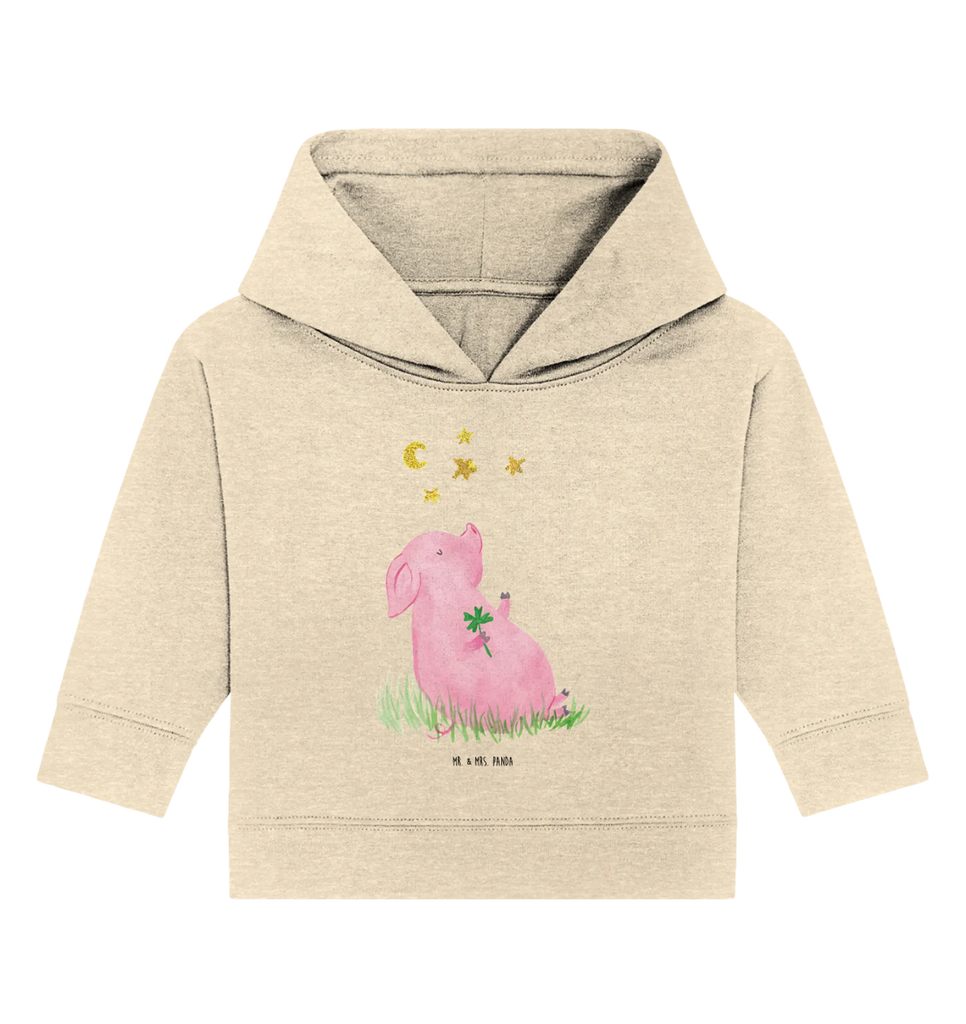 Organic Baby Hoodie Pig Luck Baby Kapuzenshirt, Baby Pullover, Baby Hoodie, Baby Kapuzensweatshirt, Tiermotive, Lustige Sprüche, Tiere, Gute Laune, Träume, Schwein, Motivation, Sernchen, Sterne, Glücksbringer, Ziele, Schweinchen, Glücksschwein. Glück