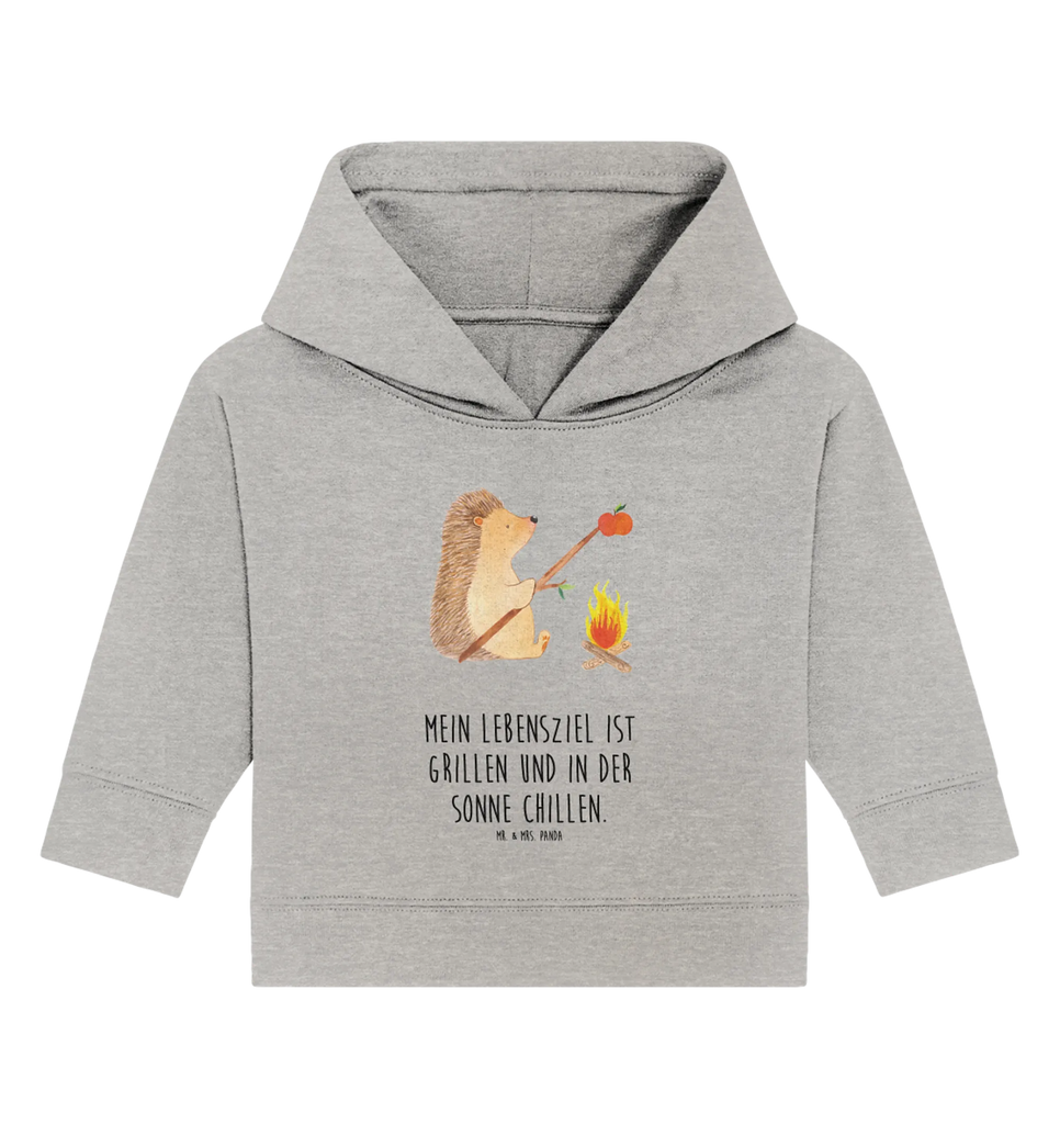 Organic Baby Hoodie Hedgehog grilling Baby Kapuzenshirt, Baby Pullover, Baby Kapuzensweatshirt, Baby Hoodie, Tiermotive, Lustige Sprüche, Tiere, Gute Laune, Motivation, Arbeitslos, Ziele, Igel, Grillen, Sinn Des Lebens, Spruch