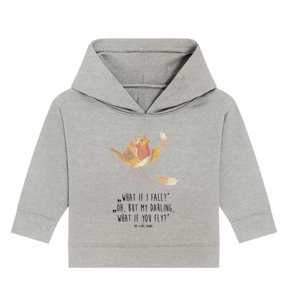 Organic Baby Hoodie robin feathers Baby Pullover, Baby Hoodie, Baby Kapuzensweatshirt, Baby Kapuzenshirt, Tiermotive, Lustige Sprüche, Tiere, Gute Laune, Motivation Sprüche, Vogel, Spruch Motivation, Spruch Mut, Rotkehlchen, Motivationsbilder, fliegen, What If I Fall