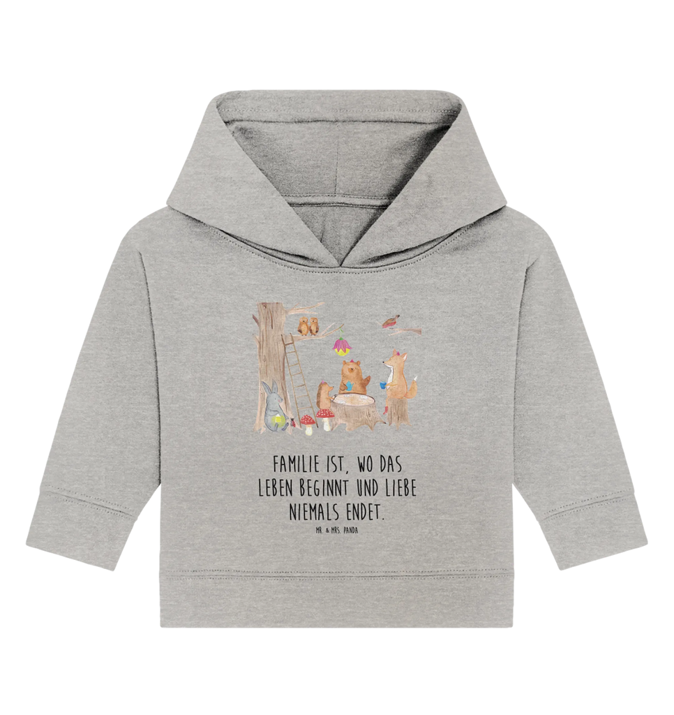 Organic Baby Hoodie forest animals picnic Baby Kapuzenshirt, Baby Kapuzensweatshirt, Baby Pullover, Baby Hoodie, Tiermotive, Lustige Sprüche, Tiere, Gute Laune, Wald, Picknick, Hase, Fuchs, Igel, Waldtiere, Eichhörnchen, Maus