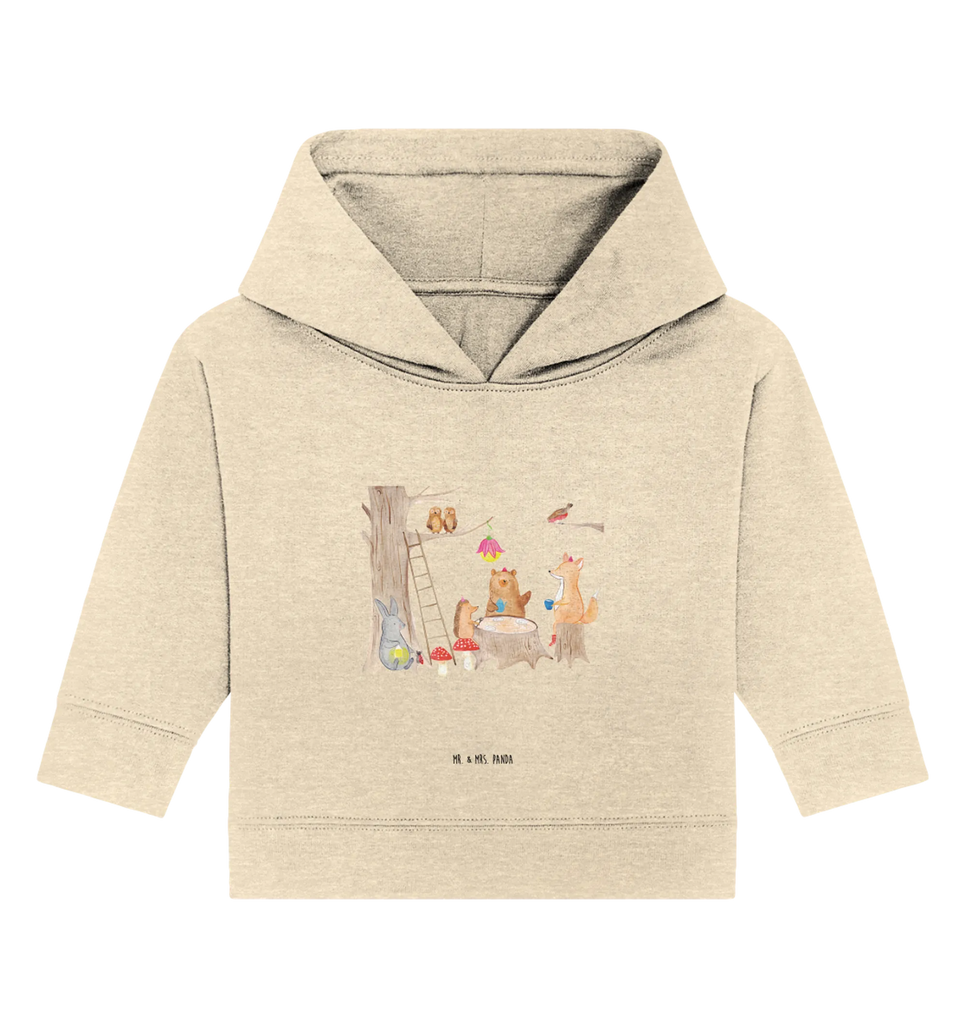 Organic Baby Hoodie forest animals picnic Baby Kapuzenshirt, Baby Kapuzensweatshirt, Baby Pullover, Baby Hoodie, Tiermotive, Lustige Sprüche, Tiere, Gute Laune, Wald, Picknick, Hase, Fuchs, Igel, Waldtiere, Eichhörnchen, Maus