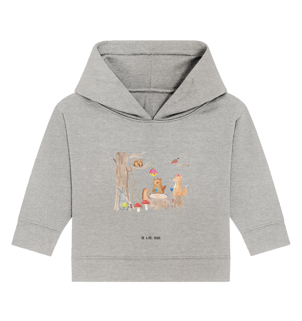 Organic Baby Hoodie forest animals picnic Baby Kapuzenshirt, Baby Kapuzensweatshirt, Baby Pullover, Baby Hoodie, Tiermotive, Lustige Sprüche, Tiere, Gute Laune, Wald, Picknick, Hase, Fuchs, Igel, Waldtiere, Eichhörnchen, Maus