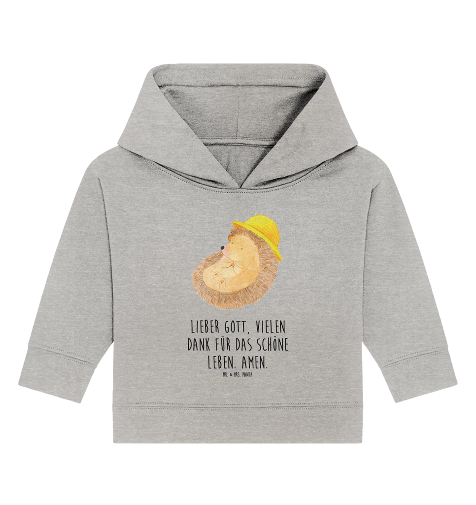 Organic Baby Hoodie Hedgehog Pray small animals, cute, funny, cute animal motives, hand drawn, small world, funny sayings, good mood, happy, gifts, gift ideas, special gifts, animal lover, card, life, enjoy, Amen, hedgehog with hat, God, gratitude, sun hat, hedgehog, be grateful, pray