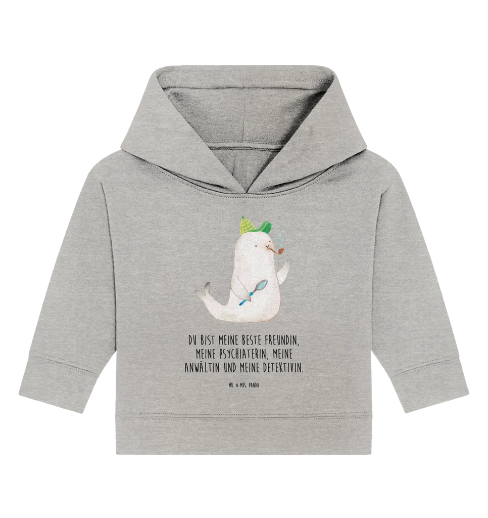 Organic Baby Hoodie seal sherlock Baby Hoodie, Baby Pullover, Baby Kapuzensweatshirt, Baby Kapuzenshirt, Tiermotive, Lustige Sprüche, Tiere, Gute Laune