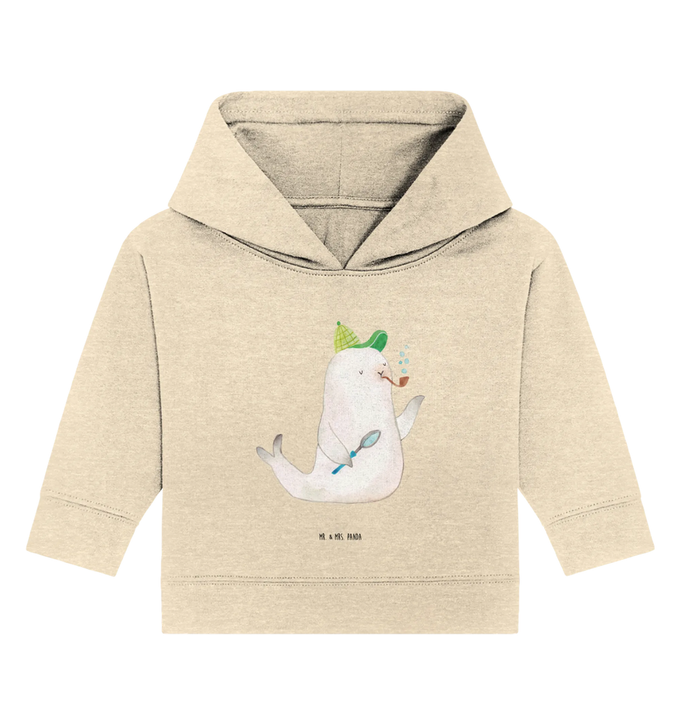 Organic Baby Hoodie seal sherlock Baby Hoodie, Baby Pullover, Baby Kapuzensweatshirt, Baby Kapuzenshirt, Tiermotive, Lustige Sprüche, Tiere, Gute Laune