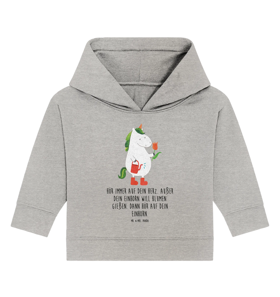 Organiczna bluza z kapturem dla niemowląt jednorożec ogrodnik Baby Pullover, Baby Kapuzensweatshirt, Baby Kapuzenshirt, Baby Hoodie, Einhörner, Einhorn Deko, Unicorn, Einhorn, Stiefel, Luftballon, Garten, Giesskanne, Blume, Freude, Lebenslust, Freundin, Gießkanne