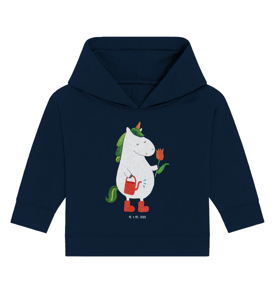 Organiczna bluza z kapturem dla niemowląt jednorożec ogrodnik Baby Pullover, Baby Kapuzensweatshirt, Baby Kapuzenshirt, Baby Hoodie, Einhörner, Einhorn Deko, Unicorn, Einhorn, Stiefel, Luftballon, Garten, Giesskanne, Blume, Freude, Lebenslust, Freundin, Gießkanne