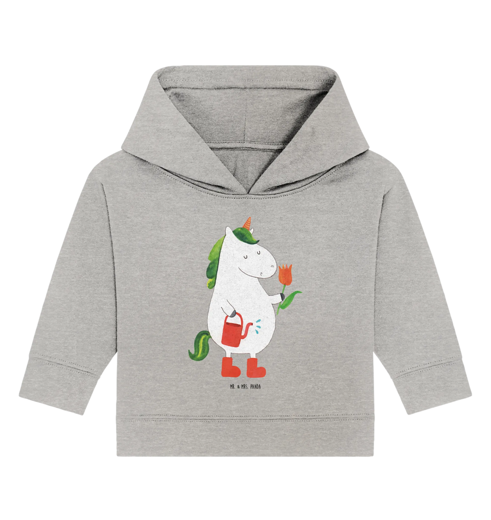 Organiczna bluza z kapturem dla niemowląt jednorożec ogrodnik Baby Pullover, Baby Kapuzensweatshirt, Baby Kapuzenshirt, Baby Hoodie, Einhörner, Einhorn Deko, Unicorn, Einhorn, Stiefel, Luftballon, Garten, Giesskanne, Blume, Freude, Lebenslust, Freundin, Gießkanne