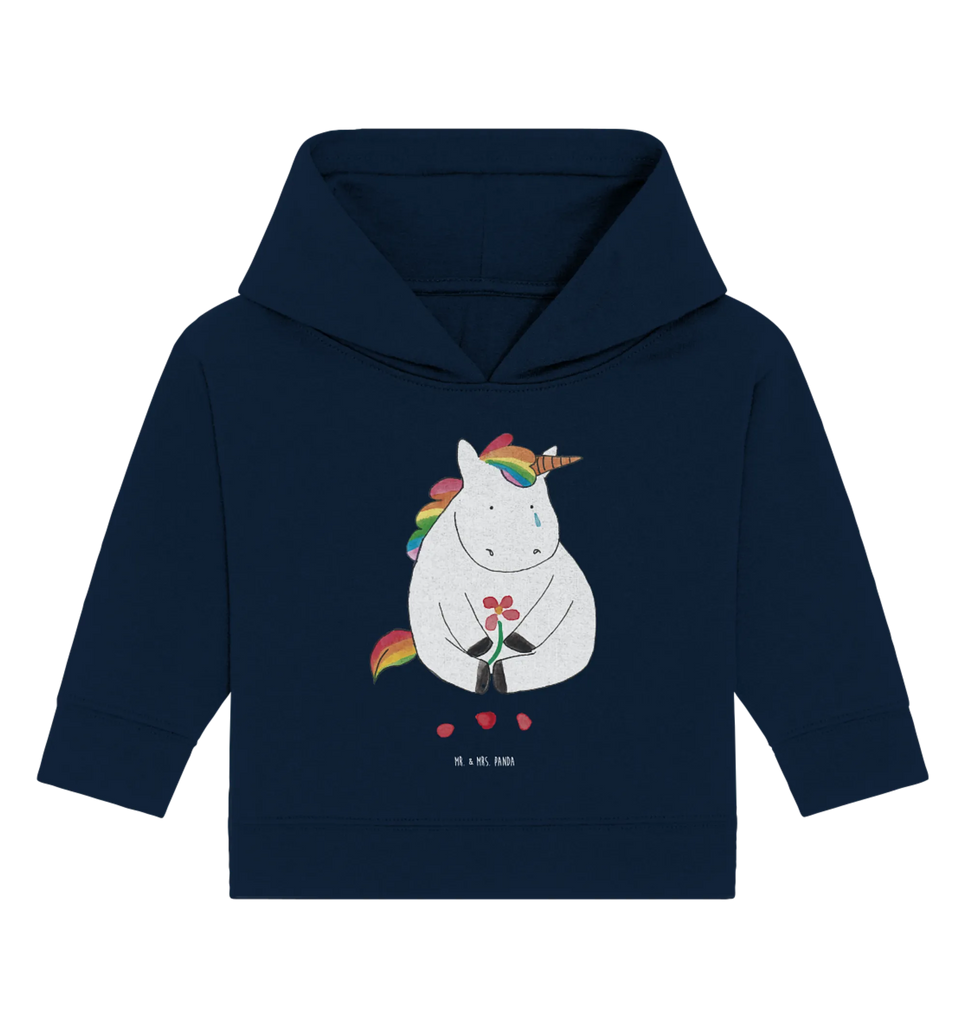 Organic Baby Hoodie Einhorn Traurig Baby Kapuzenshirt, Baby Kapuzensweatshirt, Baby Hoodie, Baby Pullover, Einhörner, Einhorn Deko, Unicorn, Einhorn, Trösten. Freundschaft, Glitzer, Liebe, Trauer, Grußkarte, Freunde, Blume
