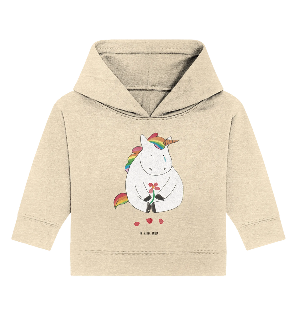 Organic Baby Hoodie Einhorn Traurig Baby Kapuzenshirt, Baby Kapuzensweatshirt, Baby Hoodie, Baby Pullover, Einhörner, Einhorn Deko, Unicorn, Einhorn, Trösten. Freundschaft, Glitzer, Liebe, Trauer, Grußkarte, Freunde, Blume
