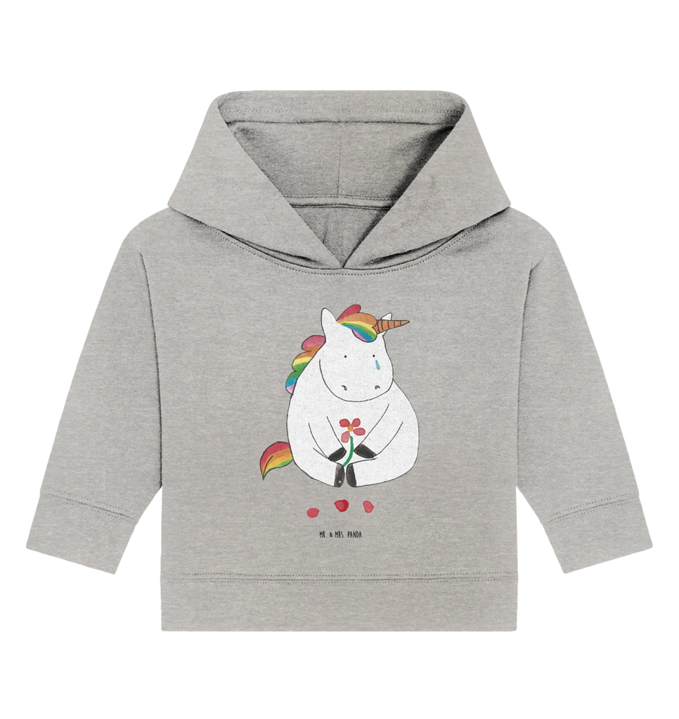 Organic Baby Hoodie Einhorn Traurig Baby Kapuzenshirt, Baby Kapuzensweatshirt, Baby Hoodie, Baby Pullover, Einhörner, Einhorn Deko, Unicorn, Einhorn, Trösten. Freundschaft, Glitzer, Liebe, Trauer, Grußkarte, Freunde, Blume