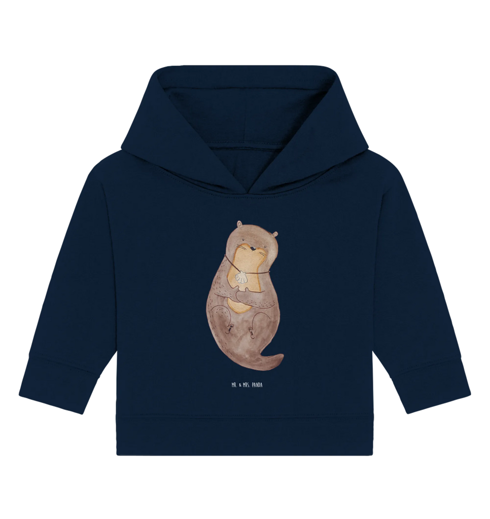Organiczna bluza z kapturem dla niemowląt wydra muszla Baby Kapuzensweatshirt, Baby Hoodie, Baby Kapuzenshirt, Baby Pullover, Otter, Fischotter, Seeotter, Tagträumen, Motivation, träumen, grübeln, Otterliebe, Büro