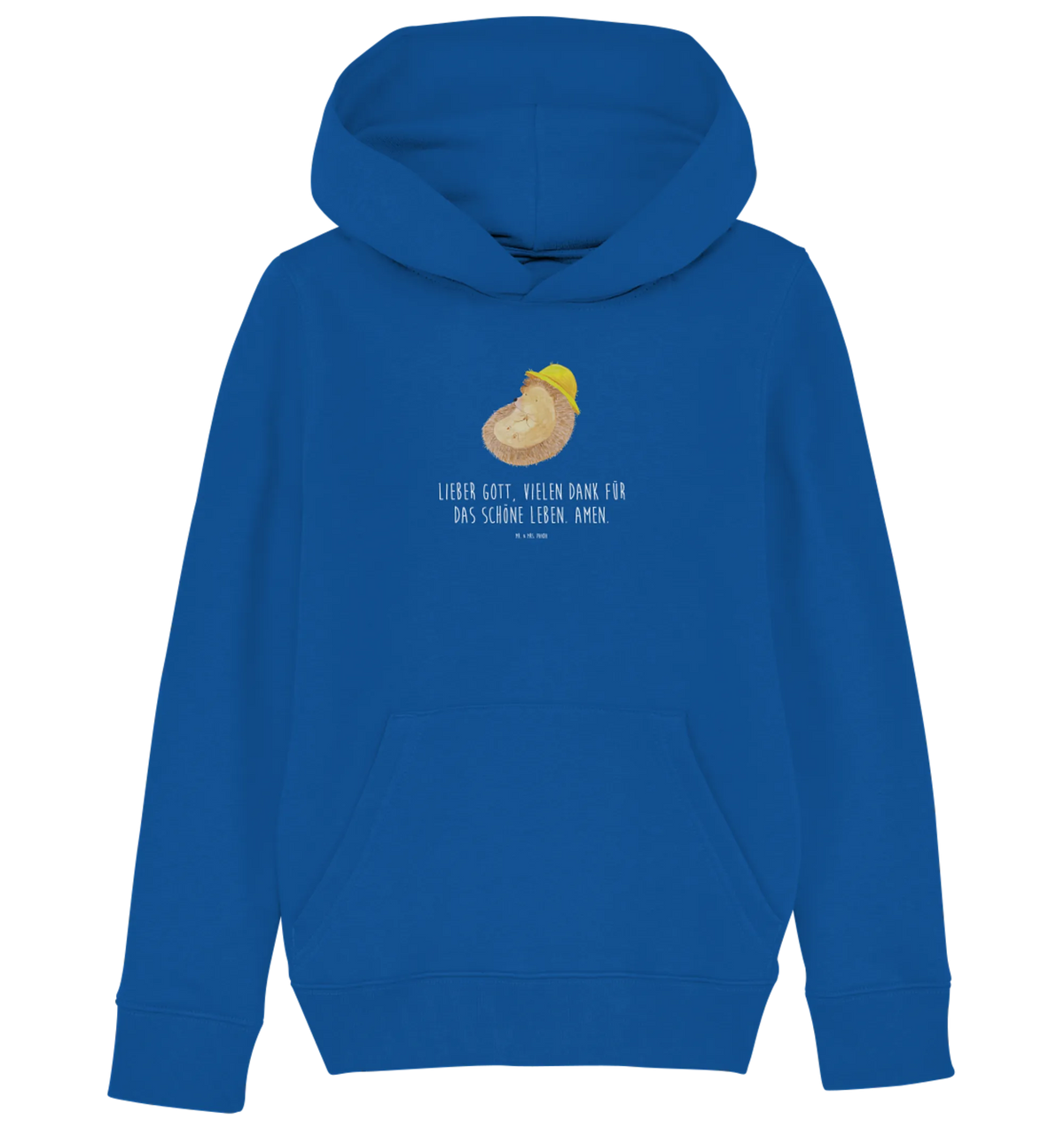 Organic Kids Hoodie Hedgehog Pray gifts, card, hand drawn, good mood, gift ideas, special gifts, cute animal motives, animal lover, cute, funny sayings, small animals, sun hat, hedgehog with hat, God, gratitude, enjoy, pray, be grateful