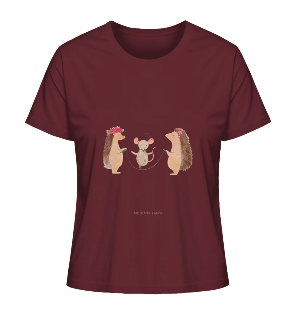 Women's Shirt Hedgehog skipping small animals, cute, funny, cute animal motives, hand drawn, small world, funny sayings, good mood, happy, gifts, gift ideas, special gifts, animal lover, card, rope skipping, mouse, children, hedgehog, kindergarten