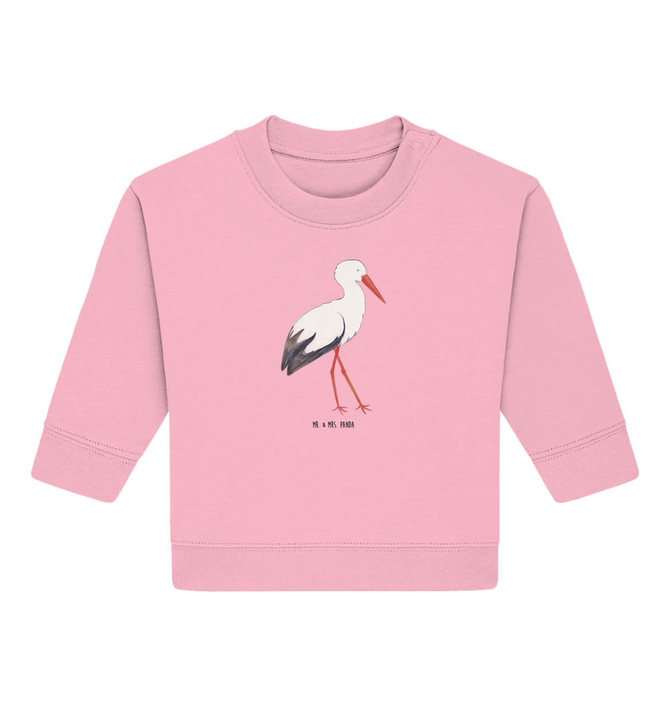 Organic Baby Pullover Storch Baby Bullover, Baby Sweatshirt, Tiermotive, Gute Laune, lustige Sprüche, Tiere, Schwangerschaft, Schwanger, Mütter, Geburt, Störche, Mutter, Storch, Baby, Mutter werden, Babybauch