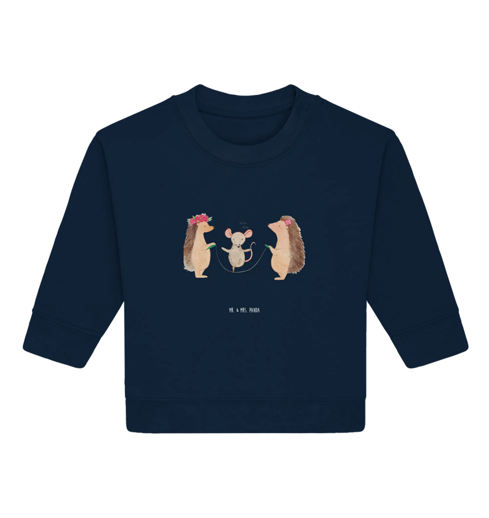 Organic Baby Pullover Igel Seilhüpfen Baby Bullover, Baby Sweatshirt, Tiermotive, Gute Laune, lustige Sprüche, Tiere, Maus, Seilspringen, Kinder, Igel, Seilhüpfen, Kindergarten
