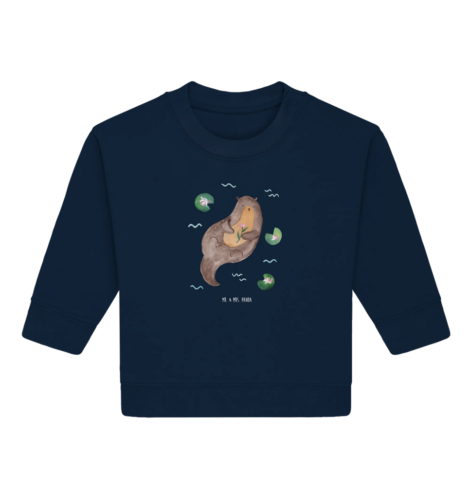 Organic Baby Pullover Otter Seerose Baby Sweatshirt, Baby Bullover, Seeotter, Otter, Fischotter, Otter Seeotter See Otter