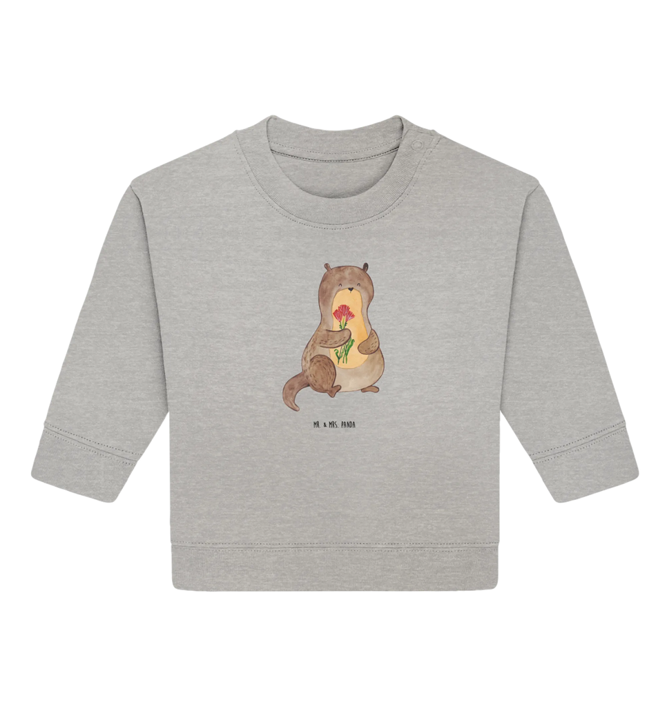 Organiczny sweter dla niemowląt wydra bukiet kwiatów Baby Bullover, Baby Sweatshirt, Fischotter, Otter, Seeotter, Otter Seeotter See Otter