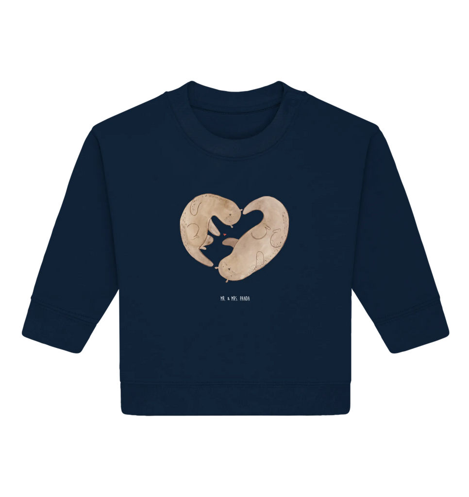 Organic Baby Pullover Otter Herz Baby Sweatshirt, Baby Bullover, Seeotter, Otter, Fischotter, Liebesbeweis, Gemeinsames Leben, Jahrestag, Love You, Bessere Hälfte, Liebesgeschenk, Liebe, Herz, Hochzeitstag, Verlobung