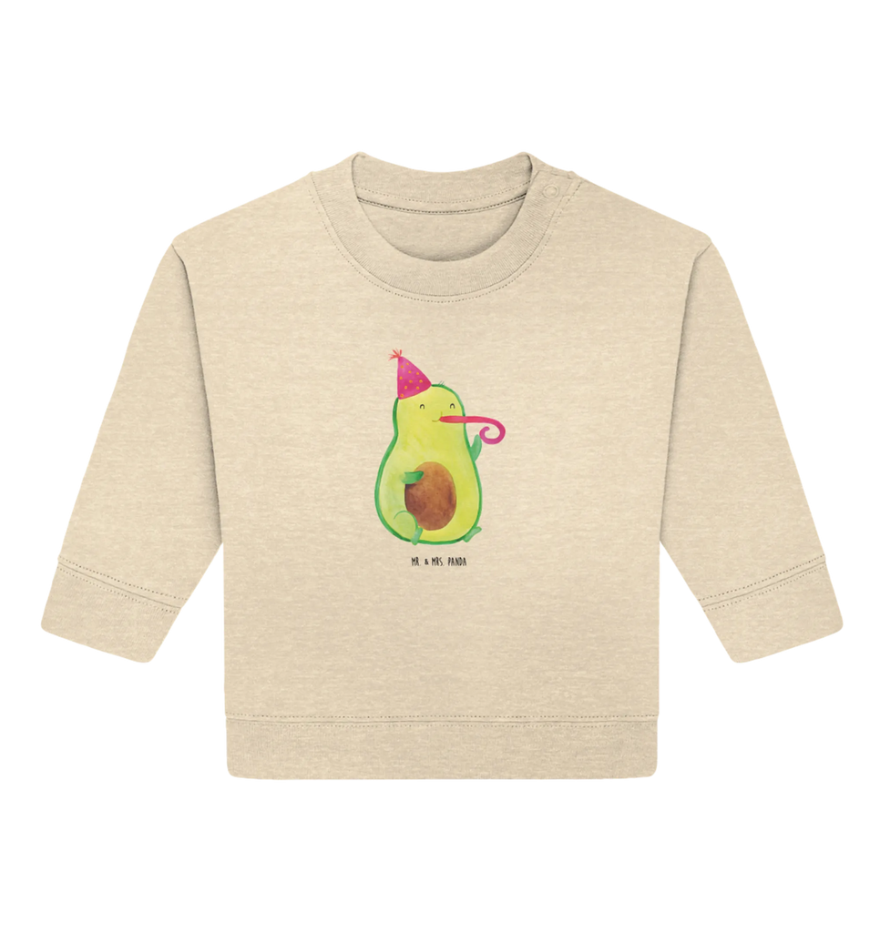 Organic Baby Pullover Avocado Feier Baby Sweatshirt, Baby Bullover, Gesund, Vegan, Veggie, Avocado, Geburtstag, Party, Feier, Fete, Feierlichkeit, Tröte, Gute Laune
