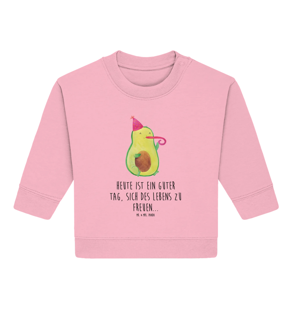 Organic Baby Pullover Avocado Feier Baby Sweatshirt, Baby Bullover, Gesund, Vegan, Veggie, Avocado, Geburtstag, Party, Feier, Fete, Feierlichkeit, Tröte, Gute Laune
