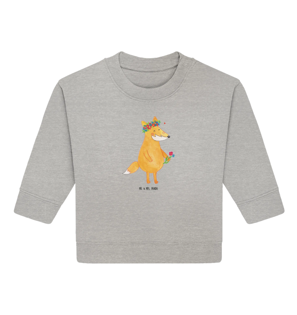 Organic Baby Pullover Fuchs Blumen Baby Bullover, Baby Sweatshirt, Fuchs, Fox, Blume, Füchse, Liebesbeweis, Liebe, Mich, Freundin, Selbstliebe, Ich, Freundinnen, Motivation, Freude, Fuchsmädchen, Blumenmädchen, Blumen