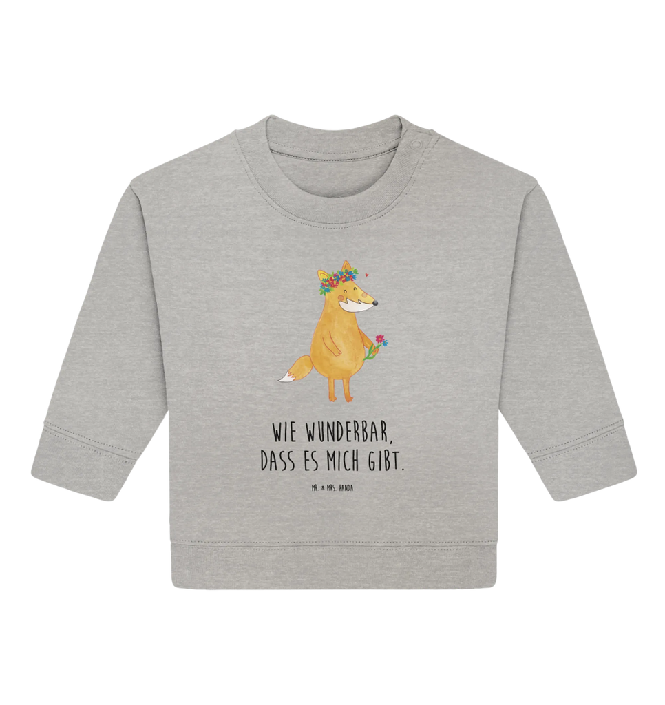 Organic Baby Pullover Fuchs Blumen Baby Bullover, Baby Sweatshirt, Fuchs, Fox, Blume, Füchse, Liebesbeweis, Liebe, Mich, Freundin, Selbstliebe, Ich, Freundinnen, Motivation, Freude, Fuchsmädchen, Blumenmädchen, Blumen