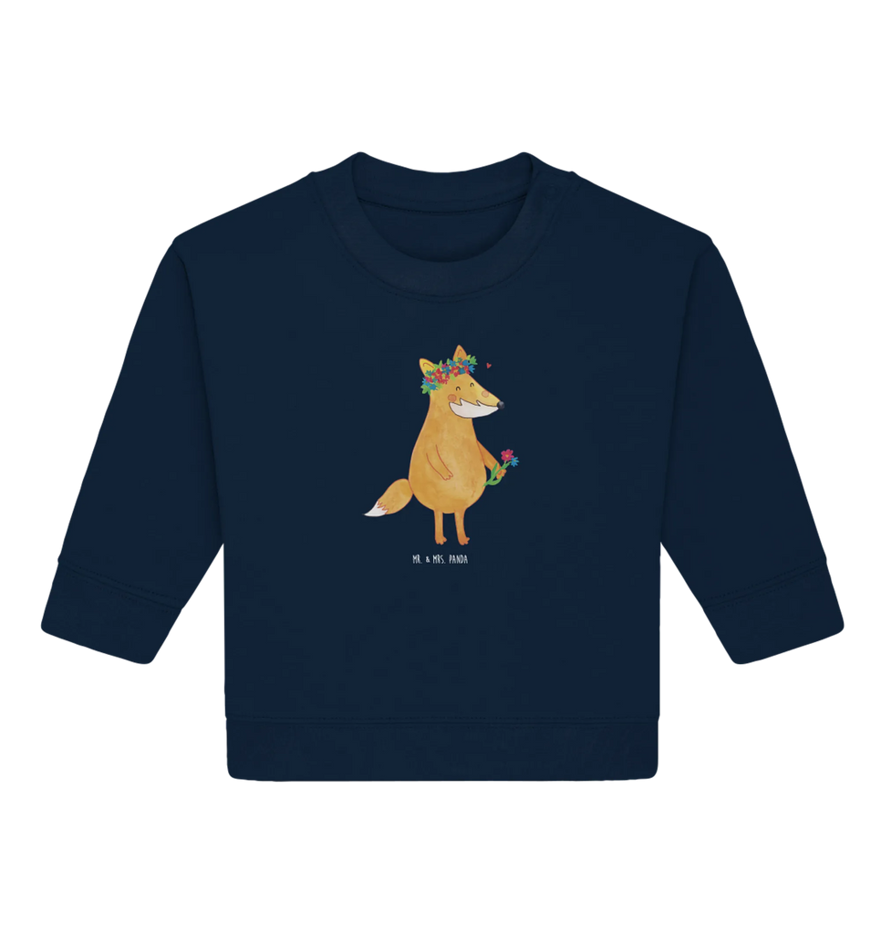 Organic Baby Pullover Fuchs Blumen Baby Bullover, Baby Sweatshirt, Fuchs, Fox, Blume, Füchse, Liebesbeweis, Liebe, Mich, Freundin, Selbstliebe, Ich, Freundinnen, Motivation, Freude, Fuchsmädchen, Blumenmädchen, Blumen