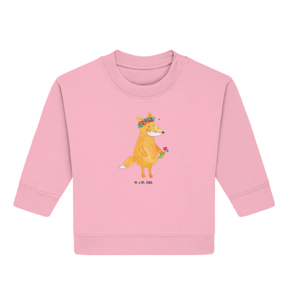 Organic Baby Pullover Fuchs Blumen Baby Bullover, Baby Sweatshirt, Fuchs, Fox, Blume, Füchse, Liebesbeweis, Liebe, Mich, Freundin, Selbstliebe, Ich, Freundinnen, Motivation, Freude, Fuchsmädchen, Blumenmädchen, Blumen