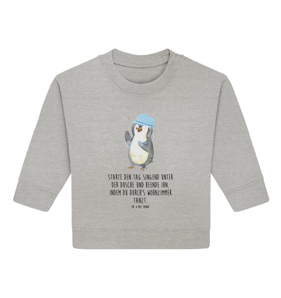 Organic Baby Pullover Pinguin Duschen Baby Bullover, Baby Sweatshirt, Pinguin, Neustart, glücklich sein, Motivation, Dusche, Pinguine, Lebensmotto, Neuanfang, Duschen