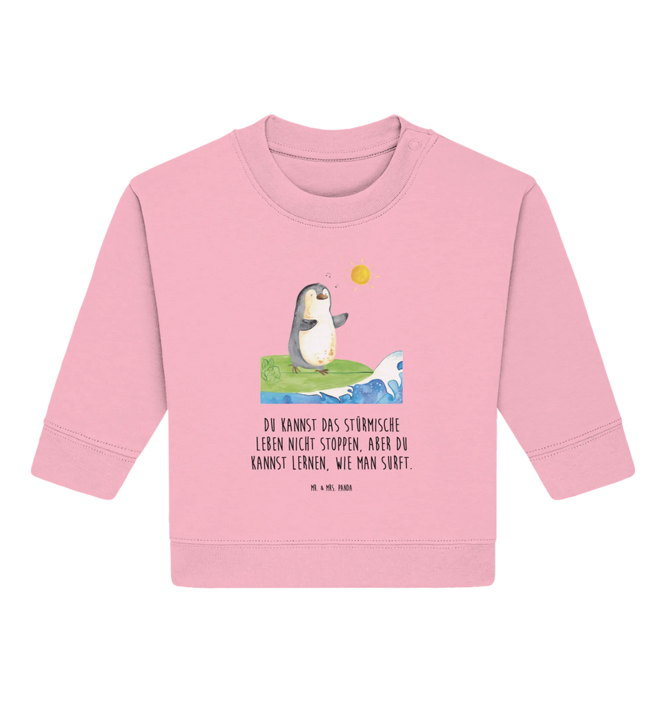 Organic Baby Pullover Pinguin Surfer Baby Sweatshirt, Baby Bullover, Pinguin, Pinguine, Surfer, Wellen, Surfen, Portugal, Hawaii, Wellen Reiten, Urlaub