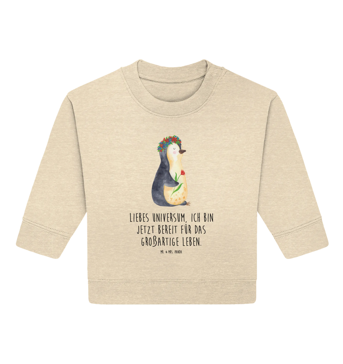 Organic Baby Pullover Penguin Flower North Pole, Penguins, goals, goals in life, penguins, wishes, lovesickness, love of life, gift idea, universe, wreath of flowers