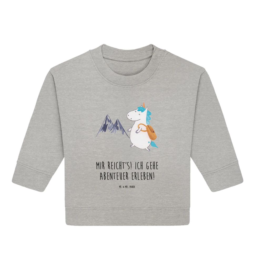 Organic Baby Pullover Einhorn Bergsteiger Baby Bullover, Baby Sweatshirt, Einhorn Deko, Einhörner, Einhorn, Unicorn, Reisen, Abenteurer, Urlaub, Berge, Bergsteiger, Abenteuer, Weltenbummler, Entdecker, Weltreise