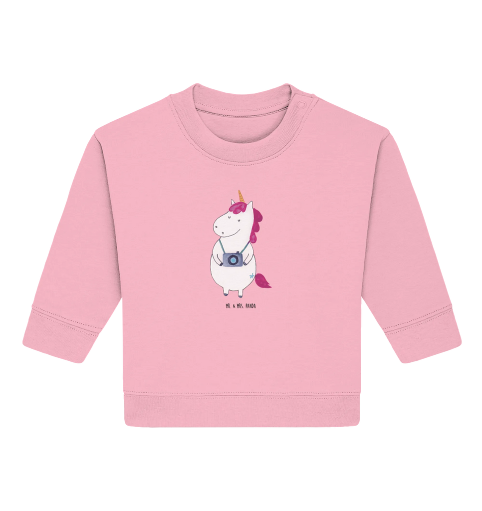 Organiczny sweter dla niemowląt Jednorożec fotograf Baby Bullover, Baby Sweatshirt, Einhorn Deko, Einhörner, Einhorn, Unicorn, Städtereise, Tourist, Reise, Reisen, Fotograf, Kamera, Fotografie, Weltenbummler, Kurztrip, Urlaub, Weltreise