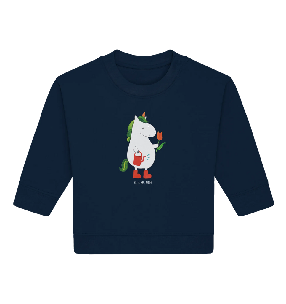 Organic Baby Pullover unicorn gardener Baby Sweatshirt, Baby Bullover, Einhorn Deko, Einhörner, Einhorn, Unicorn, Freundin, Giesskanne, Gießkanne, Stiefel, Freude, Garten, Luftballon, Lebenslust, Blume