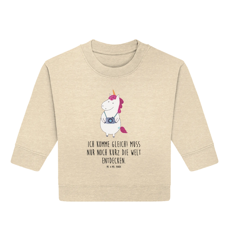 Organiczny sweter dla niemowląt Jednorożec fotograf Baby Bullover, Baby Sweatshirt, Einhorn Deko, Einhörner, Einhorn, Unicorn, Städtereise, Tourist, Reise, Reisen, Fotograf, Kamera, Fotografie, Weltenbummler, Kurztrip, Urlaub, Weltreise