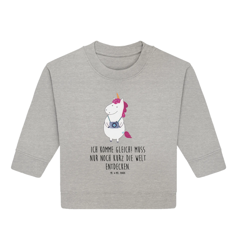 Organiczny sweter dla niemowląt Jednorożec fotograf Baby Bullover, Baby Sweatshirt, Einhorn Deko, Einhörner, Einhorn, Unicorn, Städtereise, Tourist, Reise, Reisen, Fotograf, Kamera, Fotografie, Weltenbummler, Kurztrip, Urlaub, Weltreise