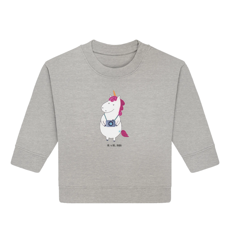 Organiczny sweter dla niemowląt Jednorożec fotograf Baby Bullover, Baby Sweatshirt, Einhorn Deko, Einhörner, Einhorn, Unicorn, Städtereise, Tourist, Reise, Reisen, Fotograf, Kamera, Fotografie, Weltenbummler, Kurztrip, Urlaub, Weltreise