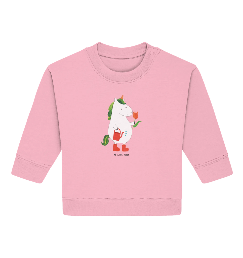Organic Baby Pullover unicorn gardener Baby Sweatshirt, Baby Bullover, Einhorn Deko, Einhörner, Einhorn, Unicorn, Freundin, Giesskanne, Gießkanne, Stiefel, Freude, Garten, Luftballon, Lebenslust, Blume