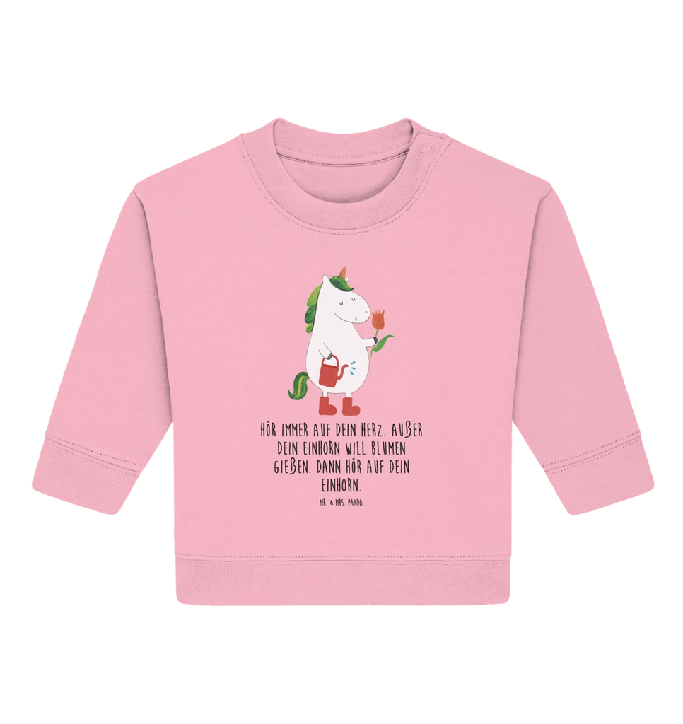 Organic Baby Pullover unicorn gardener Baby Sweatshirt, Baby Bullover, Einhorn Deko, Einhörner, Einhorn, Unicorn, Freundin, Giesskanne, Gießkanne, Stiefel, Freude, Garten, Luftballon, Lebenslust, Blume