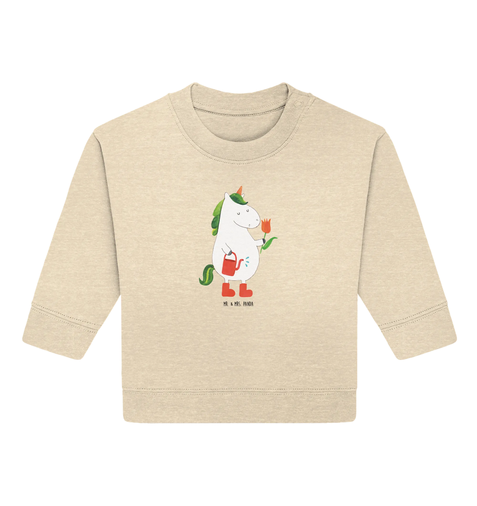 Organic Baby Pullover unicorn gardener Baby Sweatshirt, Baby Bullover, Einhorn Deko, Einhörner, Einhorn, Unicorn, Freundin, Giesskanne, Gießkanne, Stiefel, Freude, Garten, Luftballon, Lebenslust, Blume
