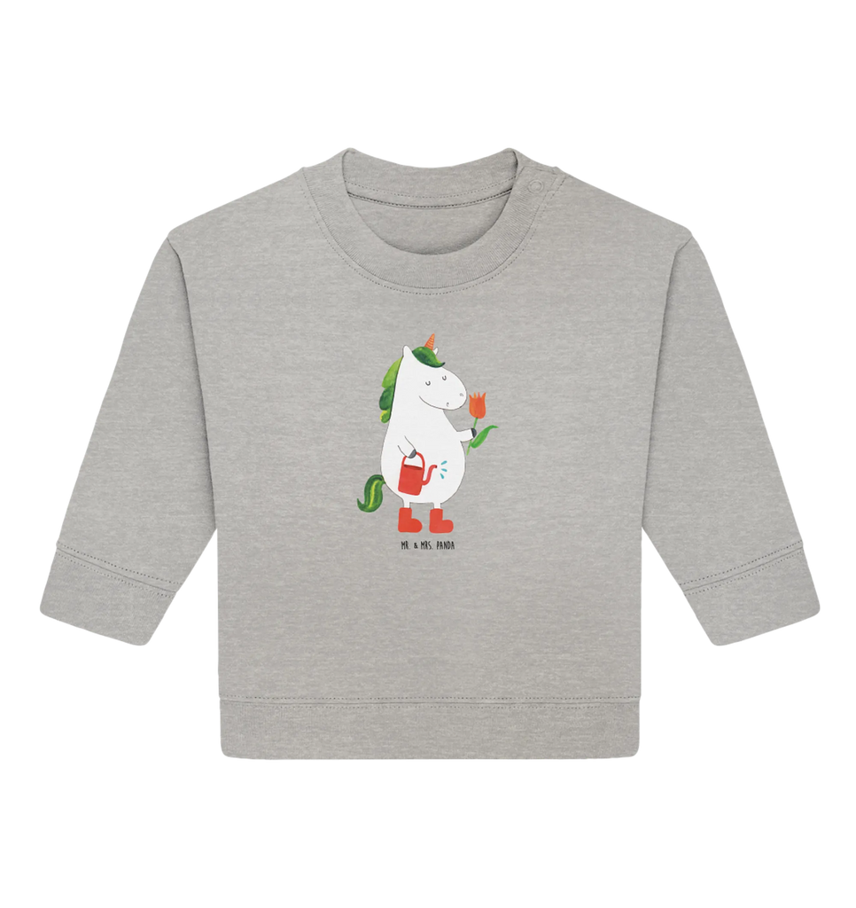 Organic Baby Pullover unicorn gardener Baby Sweatshirt, Baby Bullover, Einhorn Deko, Einhörner, Einhorn, Unicorn, Freundin, Giesskanne, Gießkanne, Stiefel, Freude, Garten, Luftballon, Lebenslust, Blume