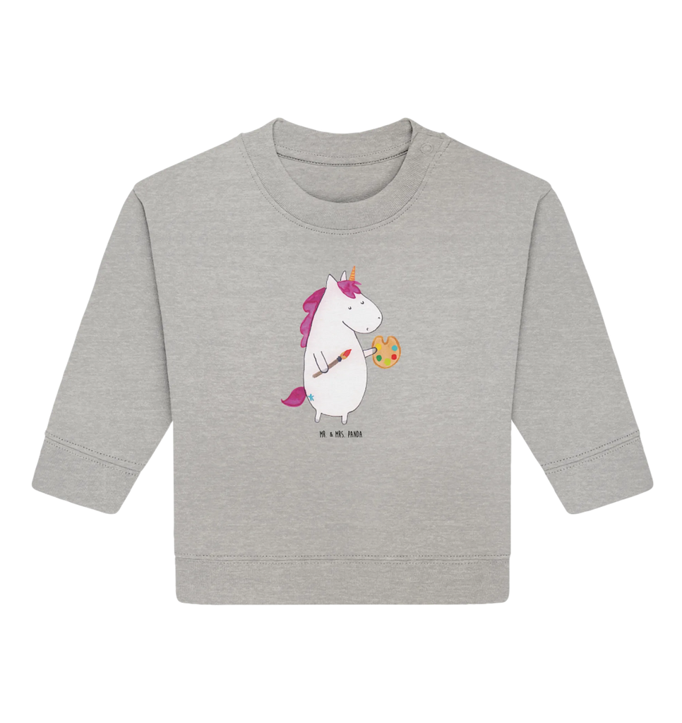 Organiczny sweter dla niemowląt Jednorożec Artysta Baby Bullover, Baby Sweatshirt, Einhorn Deko, Einhörner, Einhorn, Unicorn, Malen, Welt, Stift, Zeichnen, Maler, Geschenk, Artist, Künstler, Englisch, Pinsel, Farbe