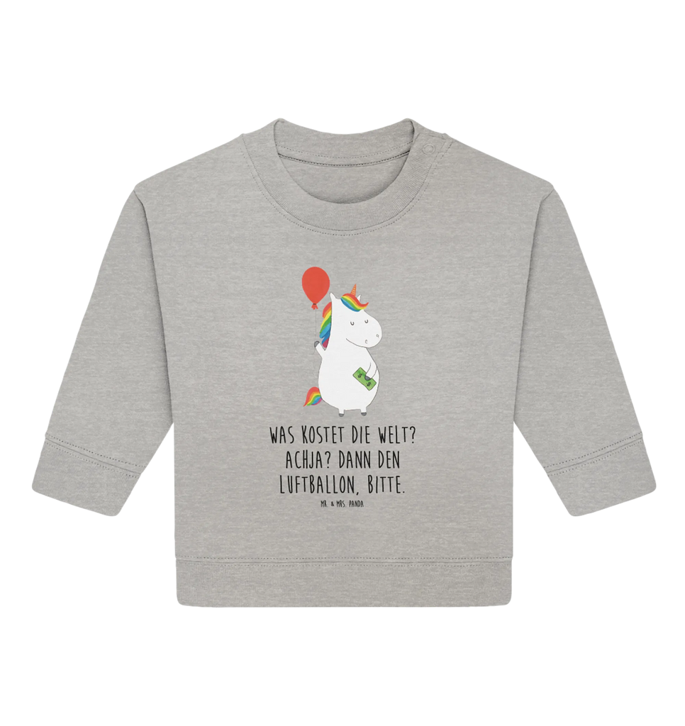 Organic Baby Pullover Einhorn Luftballon Baby Bullover, Baby Sweatshirt, Einhorn Deko, Einhörner, Einhorn, Unicorn, Geschenk, Freundin, Geld, Luftballon, Freude, Lebenslust