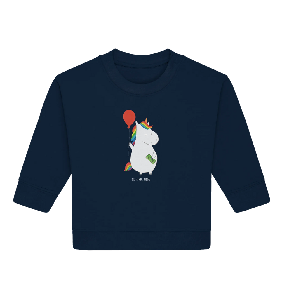 Organic Baby Pullover Einhorn Luftballon Baby Bullover, Baby Sweatshirt, Einhorn Deko, Einhörner, Einhorn, Unicorn, Geschenk, Freundin, Geld, Luftballon, Freude, Lebenslust