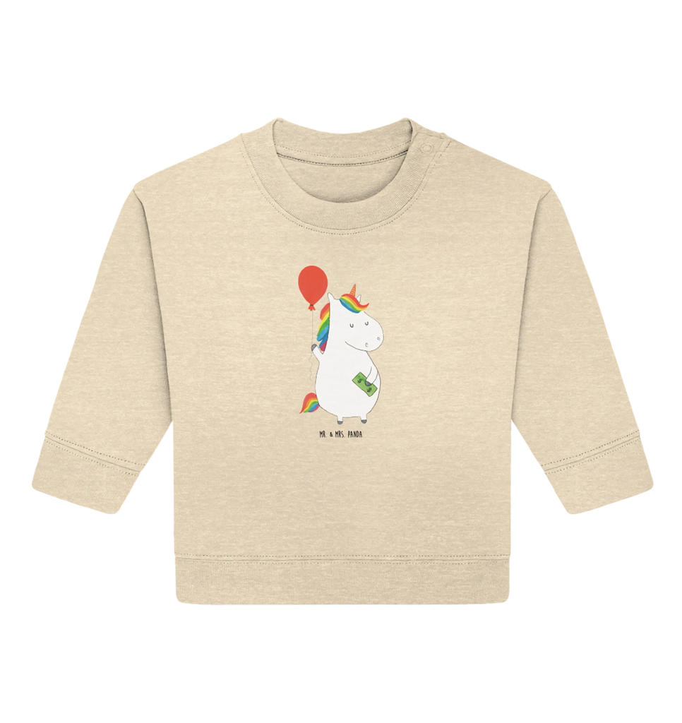 Organic Baby Pullover Einhorn Luftballon Baby Bullover, Baby Sweatshirt, Einhorn Deko, Einhörner, Einhorn, Unicorn, Geschenk, Freundin, Geld, Luftballon, Freude, Lebenslust