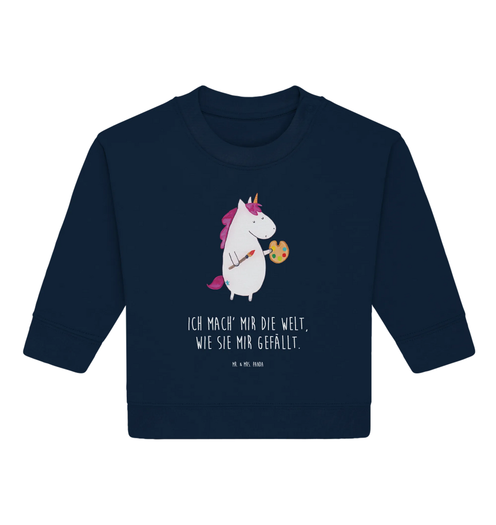 Organiczny sweter dla niemowląt Jednorożec Artysta Baby Bullover, Baby Sweatshirt, Einhorn Deko, Einhörner, Einhorn, Unicorn, Malen, Welt, Stift, Zeichnen, Maler, Geschenk, Artist, Künstler, Englisch, Pinsel, Farbe