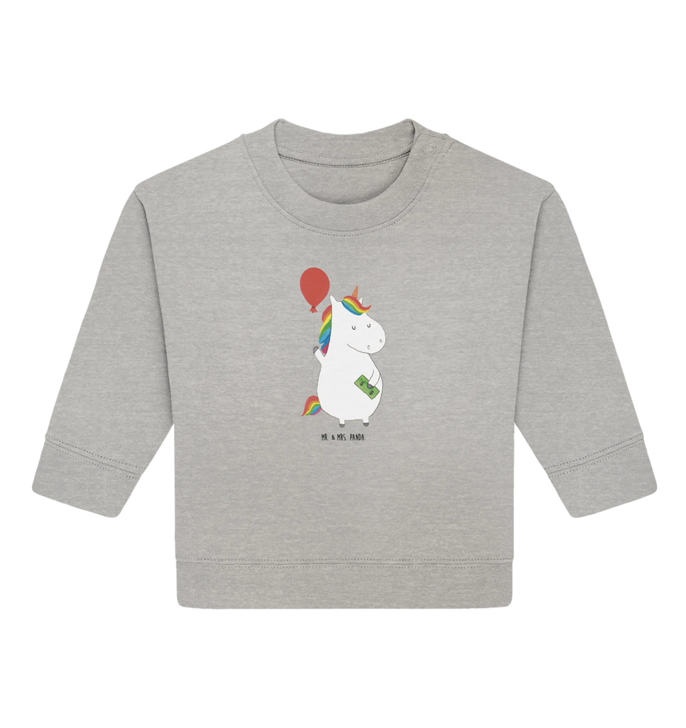 Organic Baby Pullover Einhorn Luftballon Baby Bullover, Baby Sweatshirt, Einhorn Deko, Einhörner, Einhorn, Unicorn, Geschenk, Freundin, Geld, Luftballon, Freude, Lebenslust