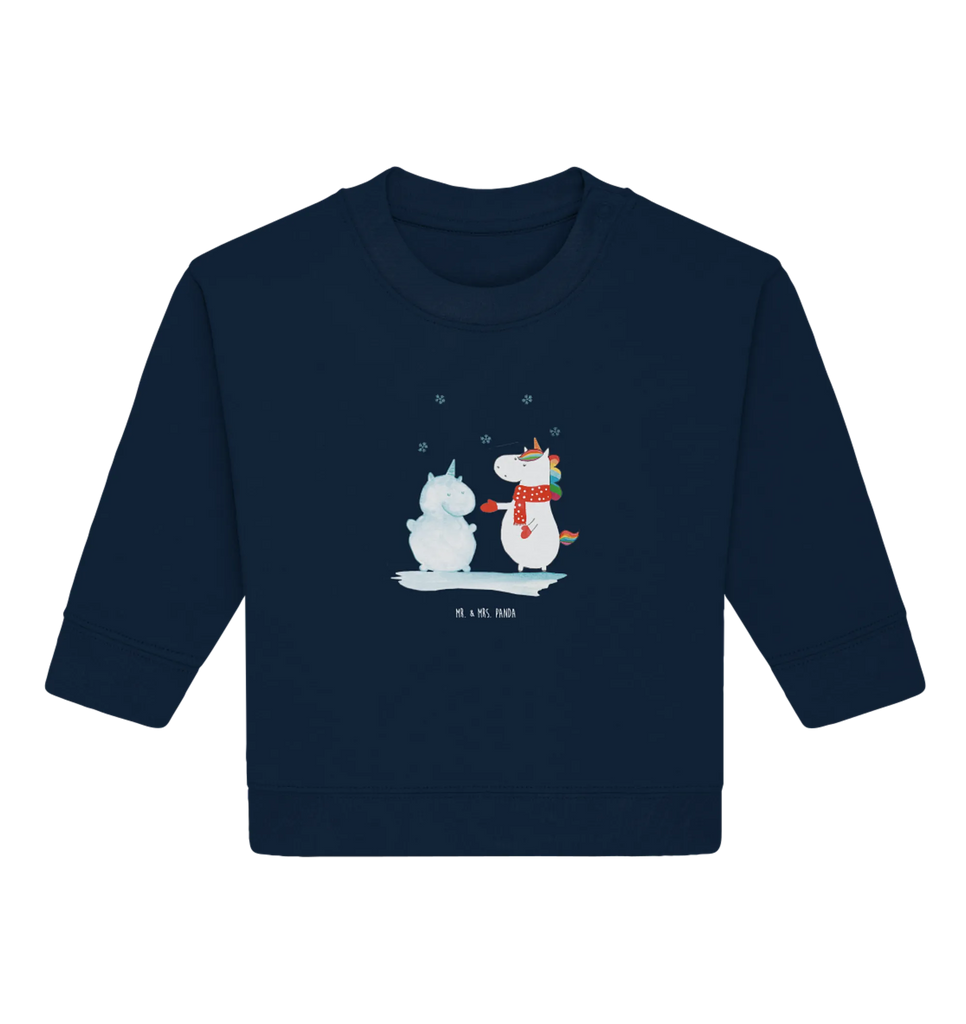 Organic Baby Pullover unicorn snowman Baby Bullover, Baby Sweatshirt, Einhorn Deko, Einhörner, Einhorn, Unicorn, Weihnachten, Schneemann, Handschuhe, kalt, Kuchen, X-Mas, Mütze, Schnee, Winter